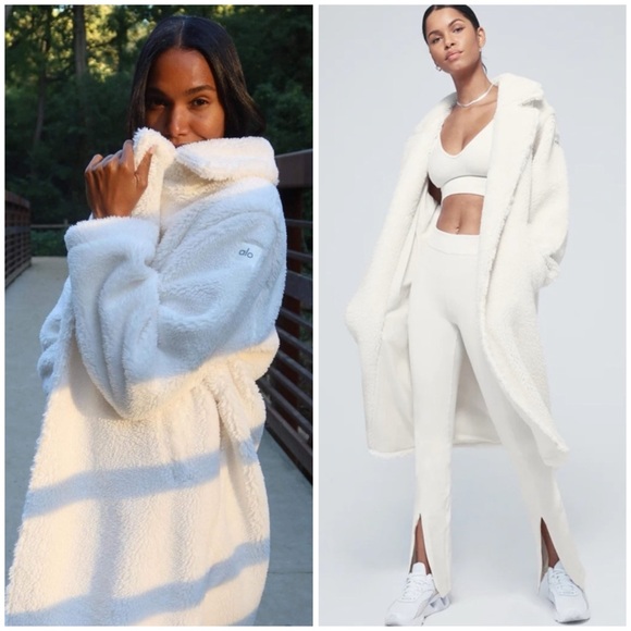 ALO Yoga Jackets & Blazers - ALO YOGA Ivory White Sherpa Teddy Trench Coat SZ M